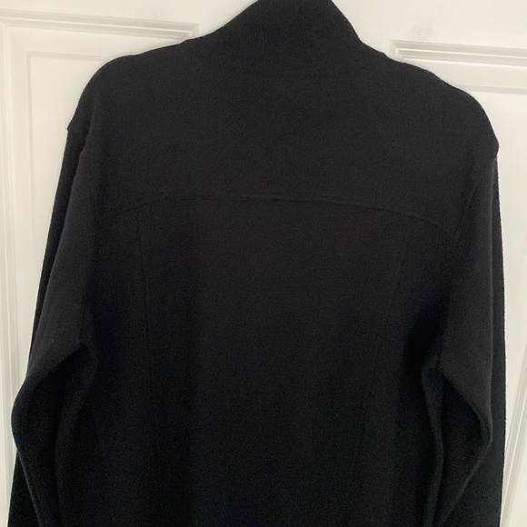 Faconnable Merino Wool Button Down High Neck Cardigan with Pockets Black Size M - Picture 6 of 12